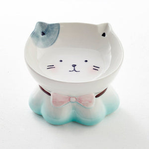 Ceramic Cat Bowl Cats Protect Cervical Vertebrae - Zambeel