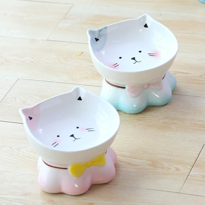 Ceramic Cat Bowl Cats Protect Cervical Vertebrae - Zambeel
