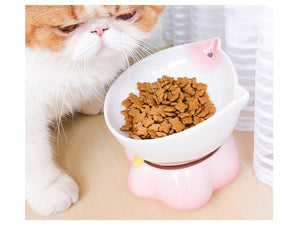 Ceramic Cat Bowl Cats Protect Cervical Vertebrae - Zambeel