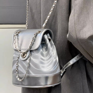 Chain Backpack Women's Water Ripple Fashion Travel Backpack Bags - Zambeel