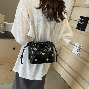 Chain Kafuu Diamond Fashion Shoulder Crossbody Mini Bucket Bag - Zambeel