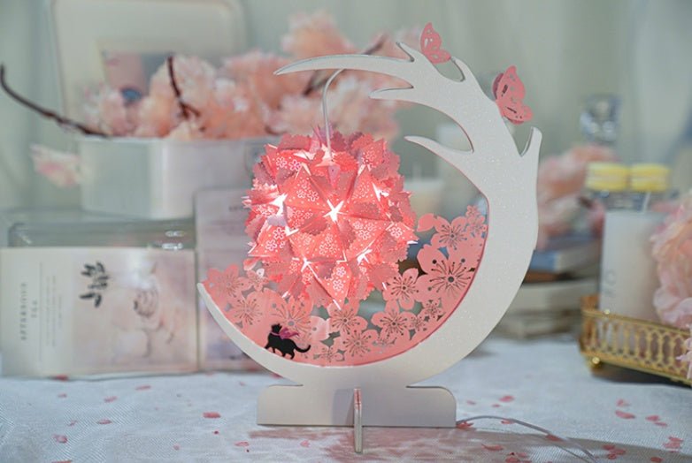Cherry Blossom Season Small Night Light Paper Sculpture Lamp Under The Cherry Tree Ancient Style Creative Birthday Gift Decoration - Zambeel