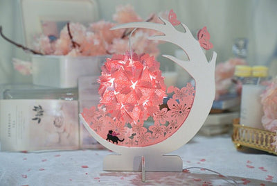 Cherry Blossom Season Small Night Light Paper Sculpture Lamp Under The Cherry Tree Ancient Style Creative Birthday Gift Decoration - Zambeel