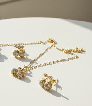 Cherry Sparkle Crystal Jewelry Set - Zambeel