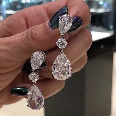 Chic Water - drop - shaped Zircon Earrings Korean Style - Zambeel