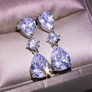 Chic Water - drop - shaped Zircon Earrings Korean Style - Zambeel