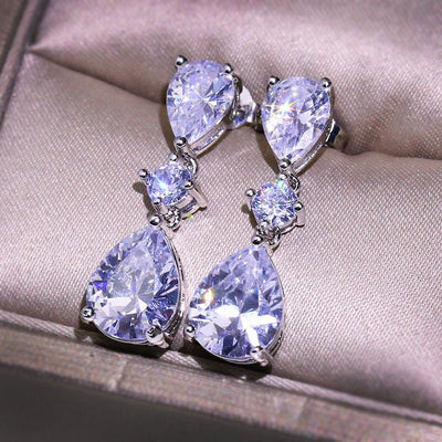 Chic Water - drop - shaped Zircon Earrings Korean Style - Zambeel