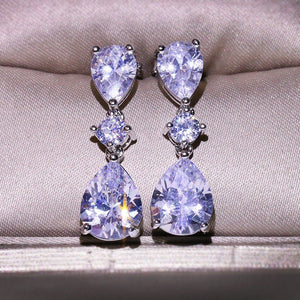 Chic Water - drop - shaped Zircon Earrings Korean Style - Zambeel