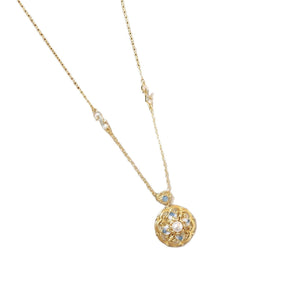 Chinese - style Retro Enamel Floral Pearl Clavicle Necklace - Zambeel