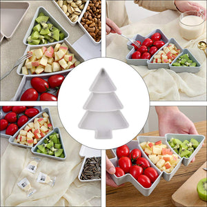 Christmas Tree Shaped Fruit Platter Creative Plates Storage Box Dried Fruit Snack Plates Divided Candy Dessert Plate Container - Zambeel