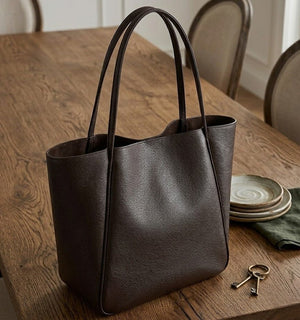 Classic Leather Tote Bag for Women - Zambeel