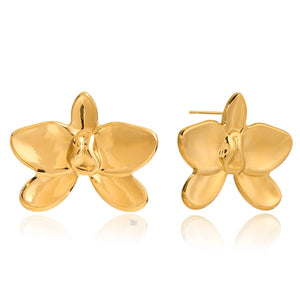 Classic Minimalist Stainless Steel Orchid Earrings With A Chic Butterfly Design - Zambeel