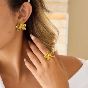 Classic Minimalist Stainless Steel Orchid Earrings With A Chic Butterfly Design - Zambeel