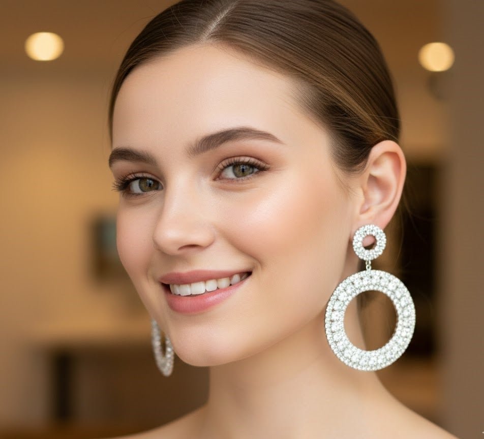 Classic Round Halo Crystal Earrings - Zambeel