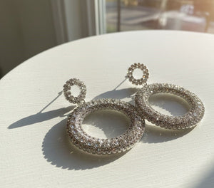 Classic Round Halo Crystal Earrings - Zambeel