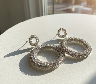 Classic Round Halo Crystal Earrings - Zambeel