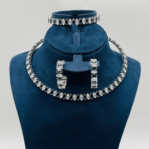 Classic White Crystal Marquise Cut Jewelry Set - Zambeel