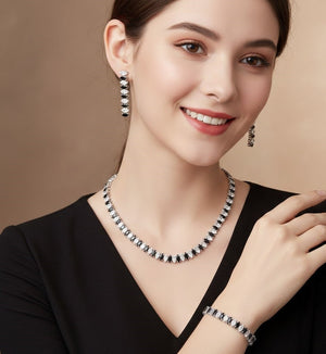 Classic White Crystal Marquise Cut Jewelry Set - Zambeel