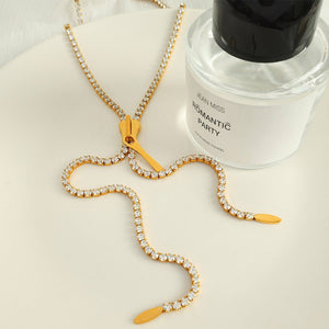 Cold Style Diamond Long Zipper Necklace European And American Personalized - Zambeel