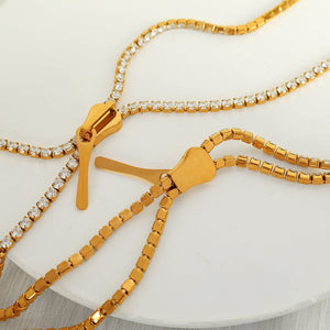 Cold Style Diamond Long Zipper Necklace European And American Personalized - Zambeel