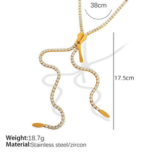 Cold Style Diamond Long Zipper Necklace European And American Personalized - Zambeel