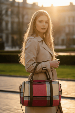 Colorblock Plaid Handbag - Zambeel