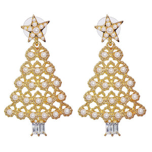Colorful Crystals Christmas Tree Earrings Fashion Earrings - Zambeel
