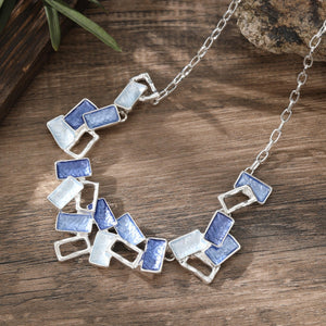 Colorful Painting Oil Geometric Hollow Square Necklace Creative - Zambeel