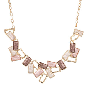 Colorful Painting Oil Geometric Hollow Square Necklace Creative - Zambeel