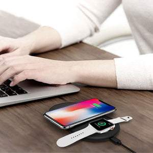 Compatible with Apple, 2 In 1 QI Wireless Charging Dock For Iphone, Watch & Android - Zambeel