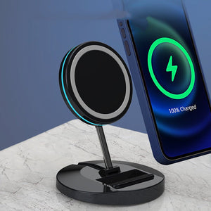 Compatible with Apple, Magnetic Wireless Charger Magsafe 3 In 1 Folding Charging Stand For Iphone12 Magnetic Charger - Zambeel
