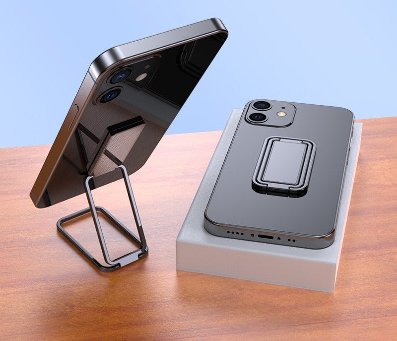 Compatible with Apple, Metal Mobile Phone Bracket Hidden Desktop Fold Ring Buckle Paste Portable Lift Tablet Ipad Lazy - Zambeel