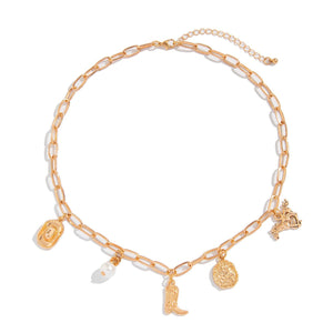 Cowboy Boot Alloy Pendant Necklace Irregular - Zambeel