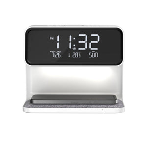 Creative 3 In 1 Bedside Lamp Wireless Charging LCD Screen Alarm Clock Wireless Phone Charger - Zambeel