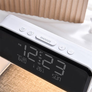 Creative 3 In 1 Bedside Lamp Wireless Charging LCD Screen Alarm Clock Wireless Phone Charger - Zambeel