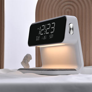 Creative 3 In 1 Bedside Lamp Wireless Charging LCD Screen Alarm Clock Wireless Phone Charger - Zambeel