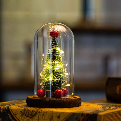 Creative Christmas Tree Glass Cover LED Lights Christmas Decorations For Home Christmas Gifts Xmas Ornaments - Zambeel