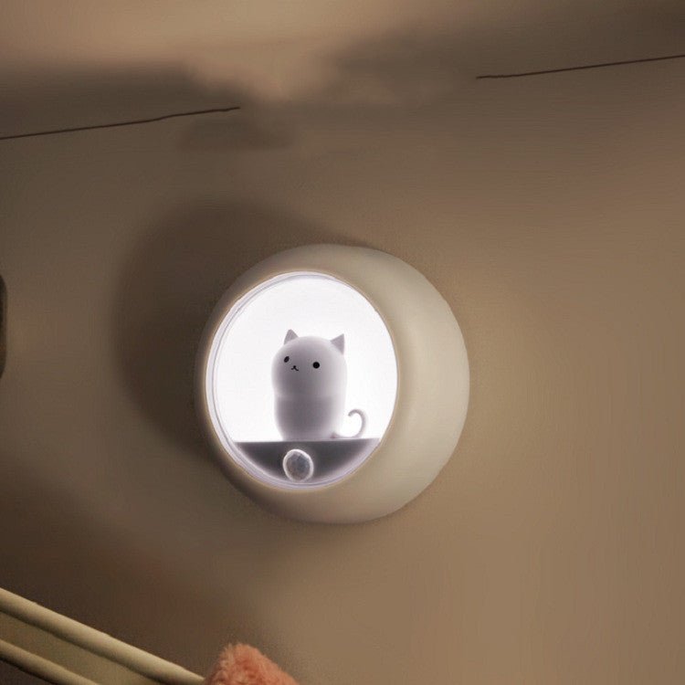 Creative Cute Cat Night Light Cartoon Charging Human Body Induction Lamp LED Night Owl Atmosphere Light Up Night Bedside Night Light - Zambeel