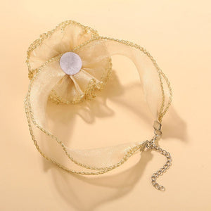 Creative Personalized Minority Fabric Three - dimensional Flower Lace Necklace Female Trend Transparent Mesh Clavicle Pendant - Zambeel