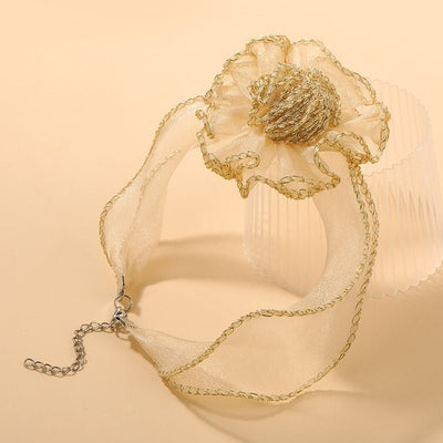 Creative Personalized Minority Fabric Three - dimensional Flower Lace Necklace Female Trend Transparent Mesh Clavicle Pendant - Zambeel