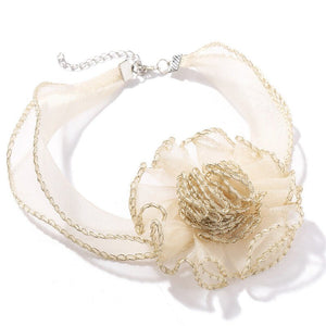 Creative Personalized Minority Fabric Three - dimensional Flower Lace Necklace Female Trend Transparent Mesh Clavicle Pendant - Zambeel