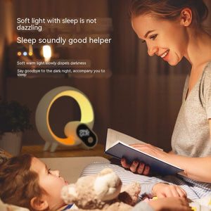 Creative Q Light Analog Sunrise Digital Display Alarm Clock Bluetooth Audio Intelligent Wake - up Q Colorful Atmosphere Light - Zambeel