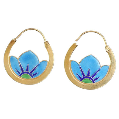 Creative Retro Orchid Hoop Earrings Womens Ethnic - Style Ear Jewelry - Zambeel