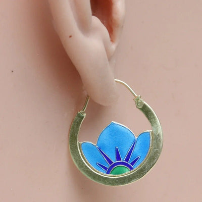 Creative Retro Orchid Hoop Earrings Womens Ethnic - Style Ear Jewelry - Zambeel