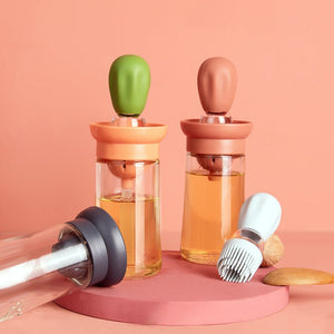 Creative Silicone Brush Head Brush Oil Bottle Kitchen High Temperature Resistant Press Type Oil Metering Oil Bottle - Zambeel