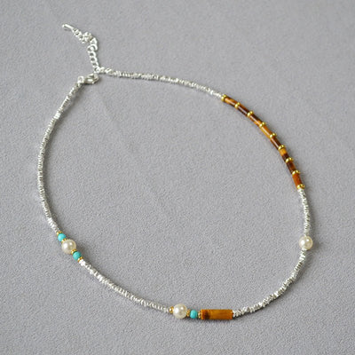Creative Sparkling Sterling Silver Tigers Eye Statement Necklace For Women - Zambeel