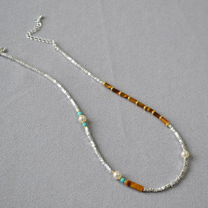 Creative Sparkling Sterling Silver Tigers Eye Statement Necklace For Women - Zambeel