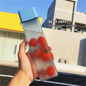 Creative Square Water Bottle Portable Anti - fall Hand Cup Plastic Transparent Sports Travel Bottle Leakproof - Zambeel