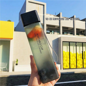 Creative Square Water Bottle Portable Anti - fall Hand Cup Plastic Transparent Sports Travel Bottle Leakproof - Zambeel