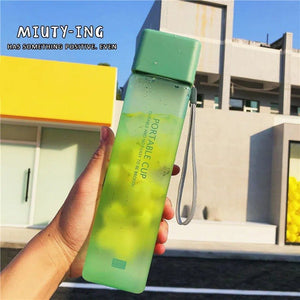Creative Square Water Bottle Portable Anti - fall Hand Cup Plastic Transparent Sports Travel Bottle Leakproof - Zambeel